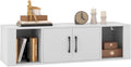 SIMOE Wall Mounted Media Storage Cabinet, Floating Hanging Desk Hutch with Doors and 2 Open Shelves, Floating Console Hutch for Bathroom, Kitchen, Living Room,White, 13" D x 42.5" W x 12" H