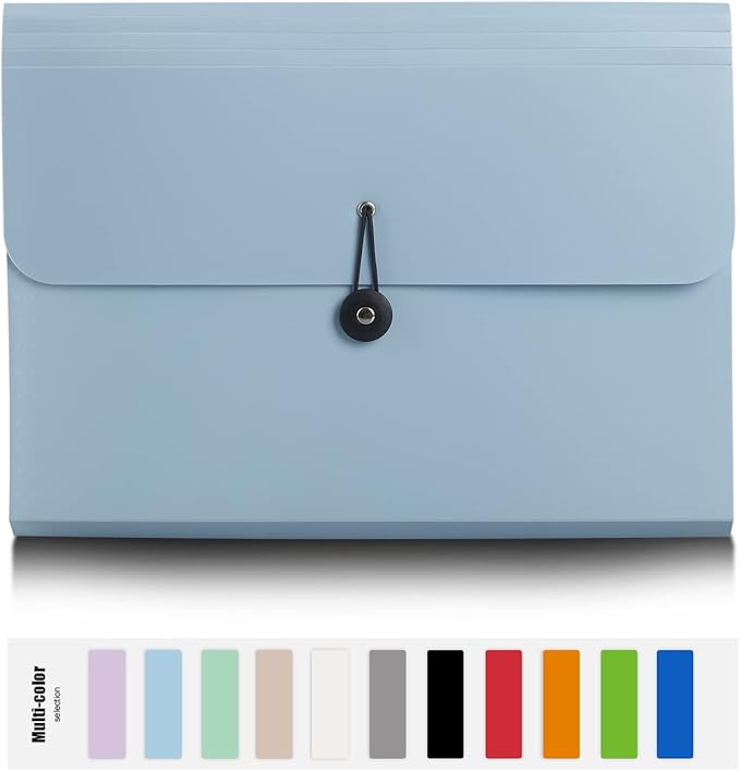 Nicfaec Expanding File Folder, 13 Pockets, Light Blue, Polypropylene - Image 3