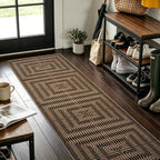 easy jute runners for hallways 2x6, washable striped, side view