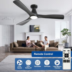 depuley 52-inch ceiling fans with lights: black 3 showing dimensions
