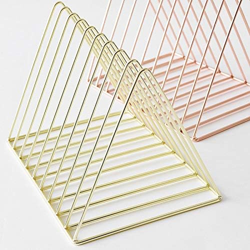 Sooyee 9 Slot Gold Magazine Holder, Desktop File Sorter Organizer Triangle - Image 6