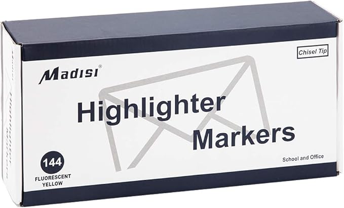 Madisi Highlighters, Chisel Tip, Fluorescent Yellow, Bulk Pack - Image 7