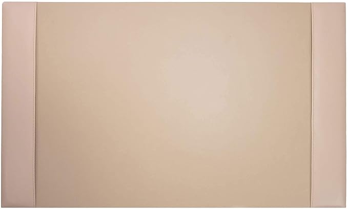 White Latte Bonded Leather 30" x 18" Side-Rail Desk Pad by Dacasso