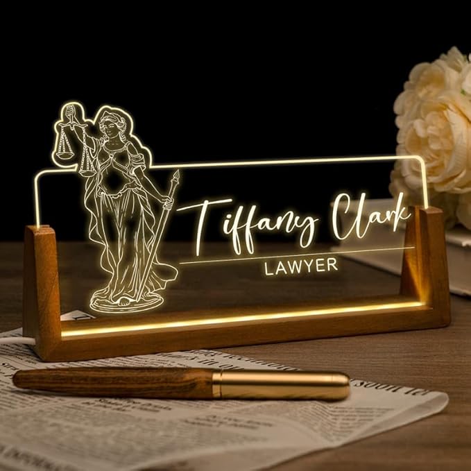 Desk Name Plate Personalized, Custom Office Light Up Name Plate by Ueedklaayy