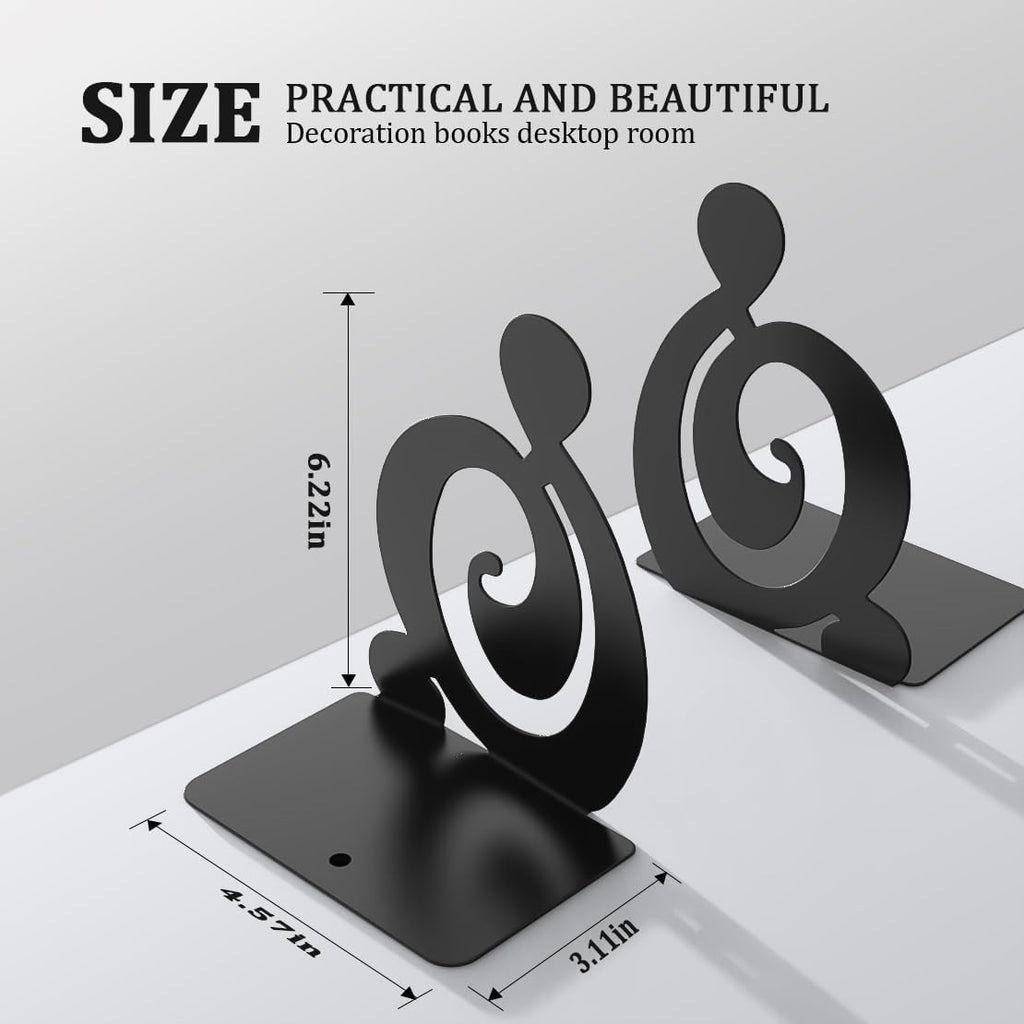 Book Ends, Metal BookEnds Heavy Duty bookend (Black 1 Pair)