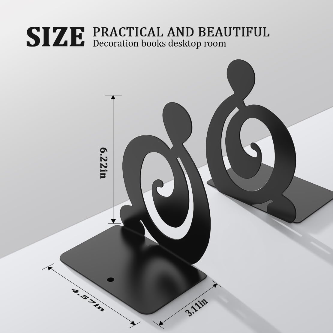 Book Ends, Metal BookEnds Heavy Duty bookend (Black 1 Pair)