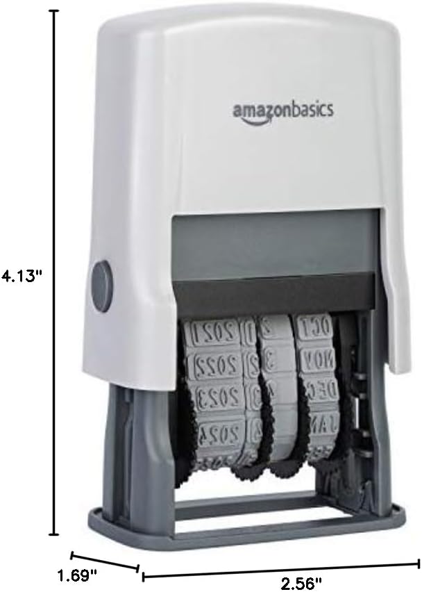 Amazon Basics Self-Inking Date Stamp, Rectangular, 2.56" x 1.69" x 4.13" - Image 7