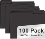 File Folder, RAZCC 100 Pack 1/3 Cut Tab File Folders Letter Size, Folders by RAZCC