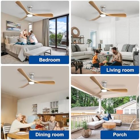 depuley 52-inch ceiling fans with lights: wood 3 showing dimensions