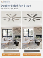 zmishibo 62” modern ceiling fan with light, remote, side view