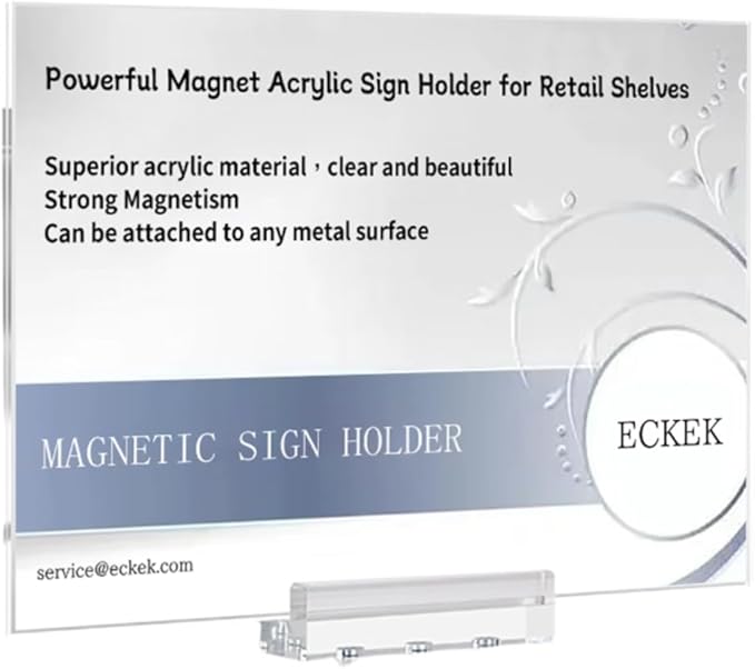 ECKEK Magnetic Sign Holder Grip Holder, Powerful Magnet, Acrylic Sign Holder by ECKEK