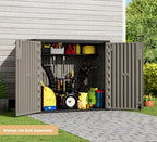 kinying outdoor horizontal storage sheds,outdoor storage cabinet waterproof showing dimensions