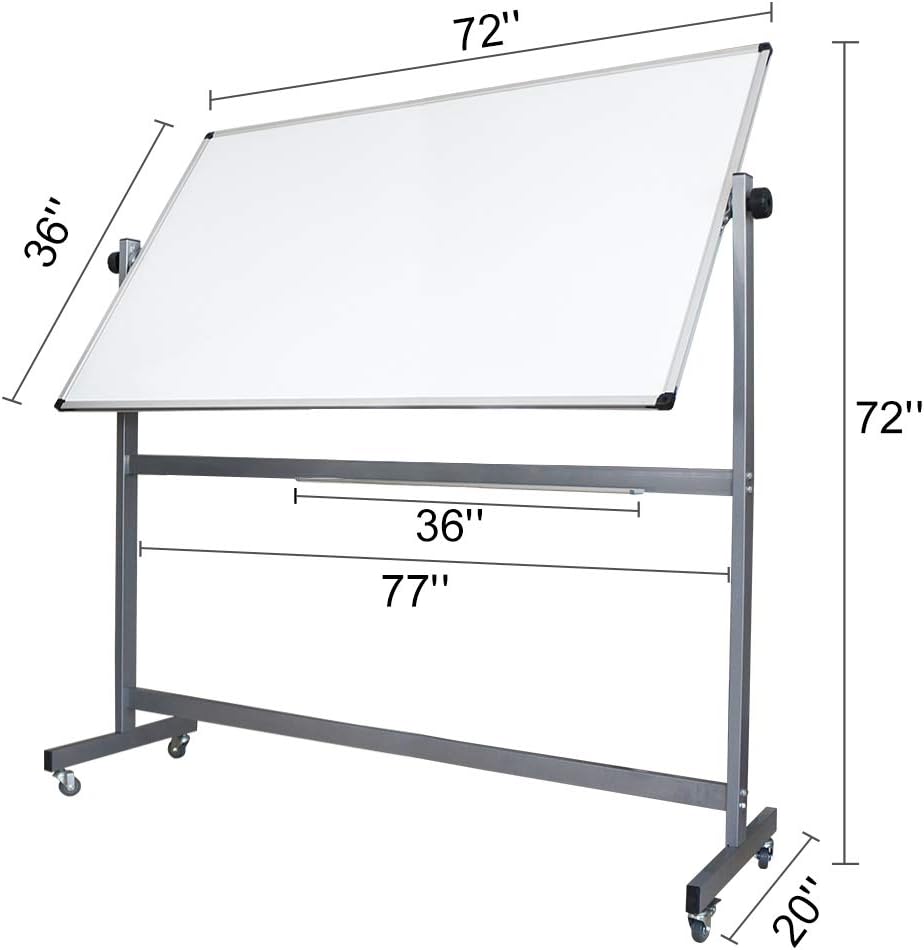 XIWODE 36x72 Large Magnetic Dry Erase Whiteboard with Stand - Double-Sided Fr...