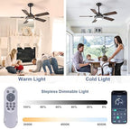 depuley 42-inch ceiling fan with light: walnut ceiling, close-up detail