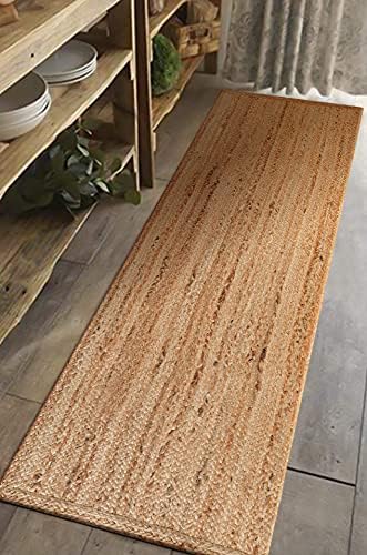hausattire jute braided woven kitchen runner 2x6 feet, side view