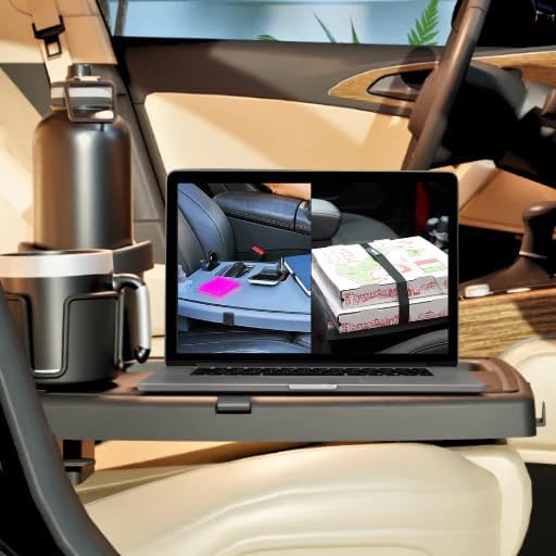 STUPID Car Tray Table with 2 Cup Holders for Passenger Seat - Hot Rod