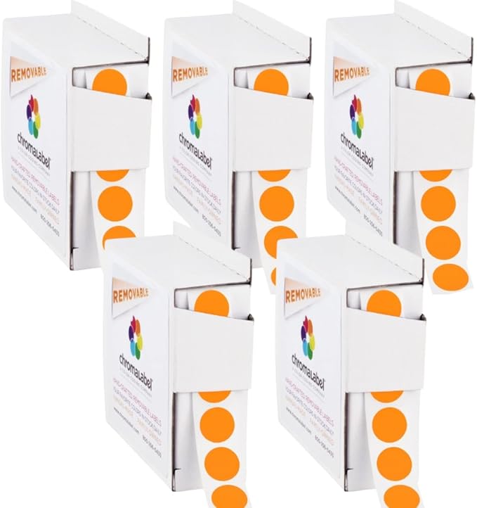ChromaLabel 1/2 Inch Circle Sticker Labels, Removable Sticky Dots by ChromaLabel