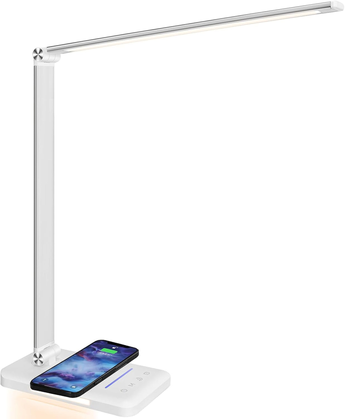 LED Desk Lamp with Wireless Charger, USB Charging Port, Night Light
