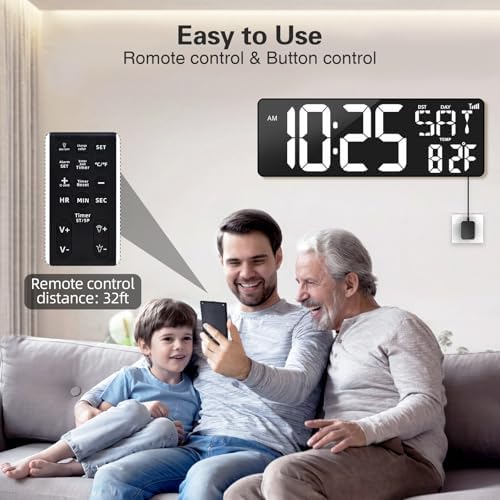 xrexs 16.5 in large display wall clock with, side view