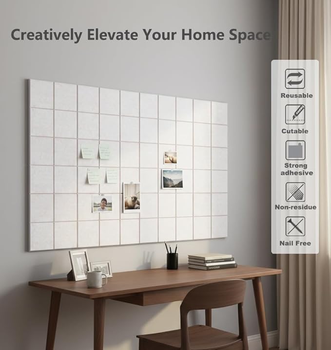 G Gamit Large Felt Wall Tiles Bulletin Board 59”x36”, Large Cork Board - Image 5