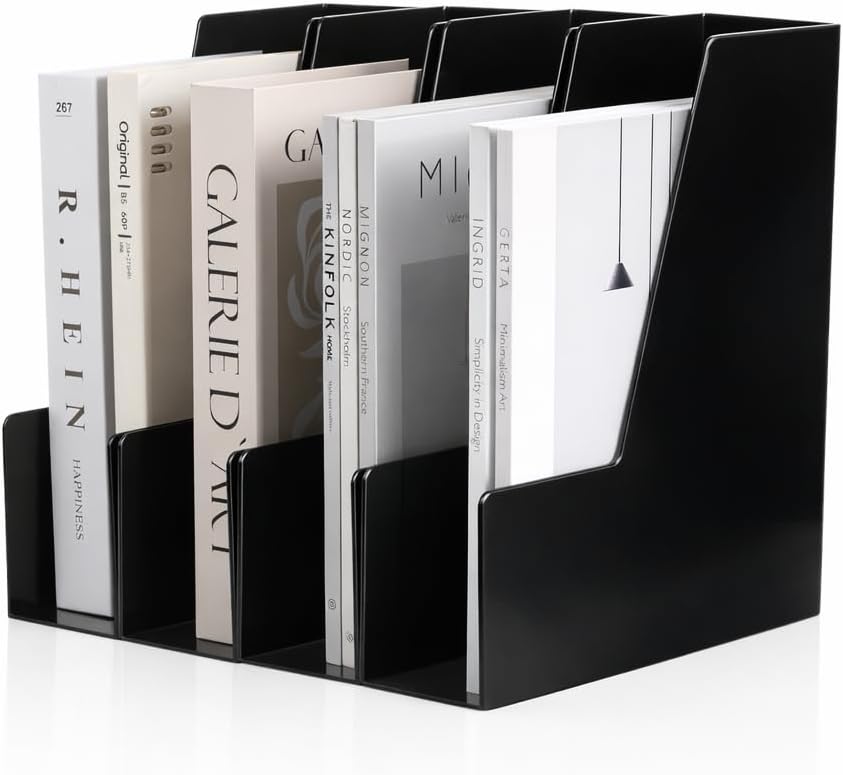 CiWiVOKi Vertical Magazine File Holder, 4 Pack, Black