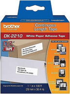 Brother Genuine DK-2210 Continuous Length Black on White Paper Tape for Brother QL Label Printers, 1.1" x 100' (29mm x 30.4M), 1 Roll per Box, DK2210