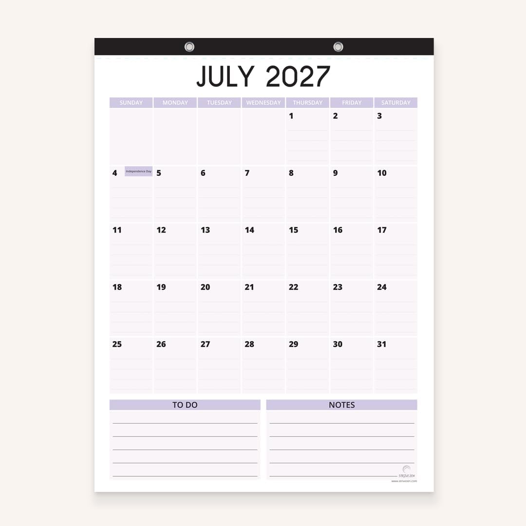 Fridge Calendar 2026-2027 for Refrigerator by StriveZen, 12x16 Inches, Large, Monthly, Magnetic, Vertical, July 26 - December 27, Academic, Space for Notes, To Do