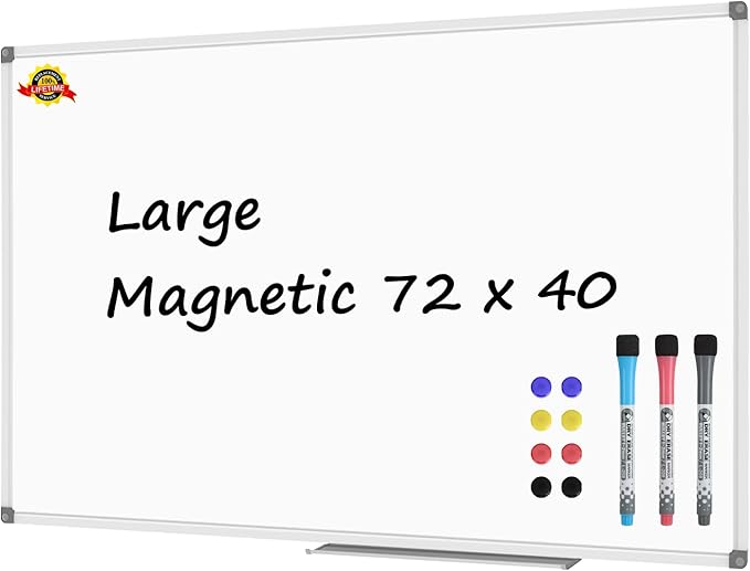Lockways Large 72" x 40" Magnetic Dry Erase Board by Lockways