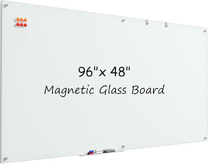 MaxGear Glass Whiteboard, Tempered Magnetic Dry Erase Board 96 x 48 Inch by MaxGear