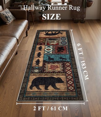 yihouse washable rustic cabin runner rug 2x6 hallway shown in use