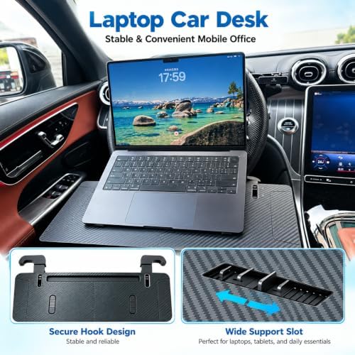 2-in-1 Car Steering Wheel Tray Desk & Car Seat Gap Filler Organizer