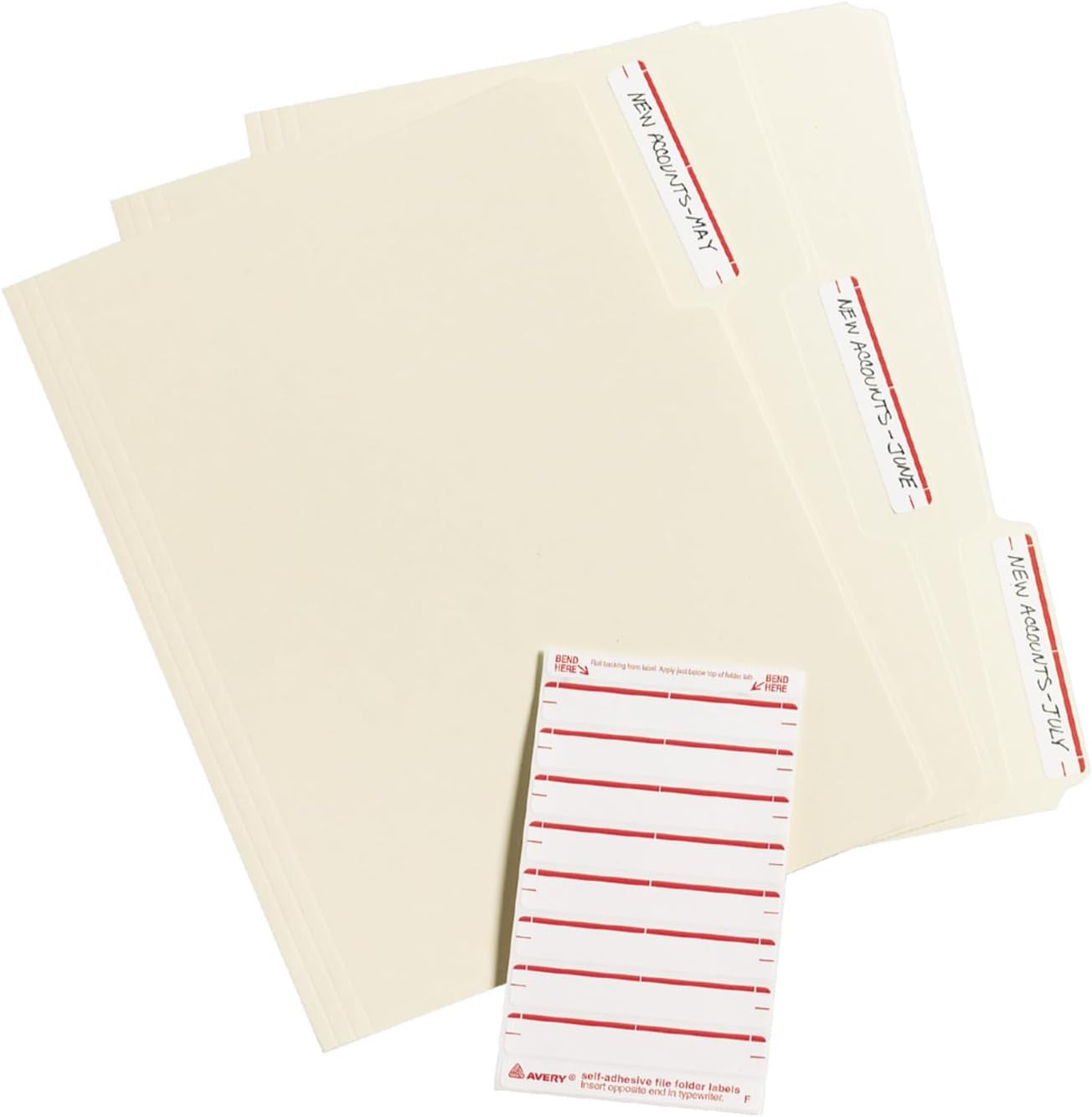 Avery File Folder Labels on 4" x 6" Sheets, Easy Peel, White/Red, Print & Handwrite, 2/3" x 3-7/16", 252 Labels (5201)