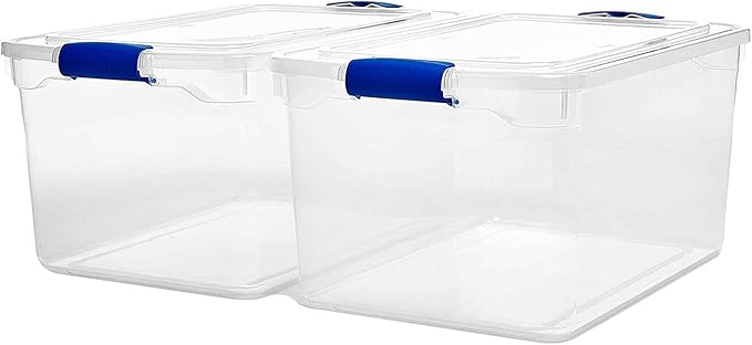 HOMZ 2-Pack Latching Lid, Large Clear Plastic Storage Bins - Image 8