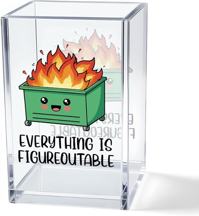 Vgrti Everything is Figureoutable Acrylic Cosmetic Pencil Pen Holder Cup by Unknown
