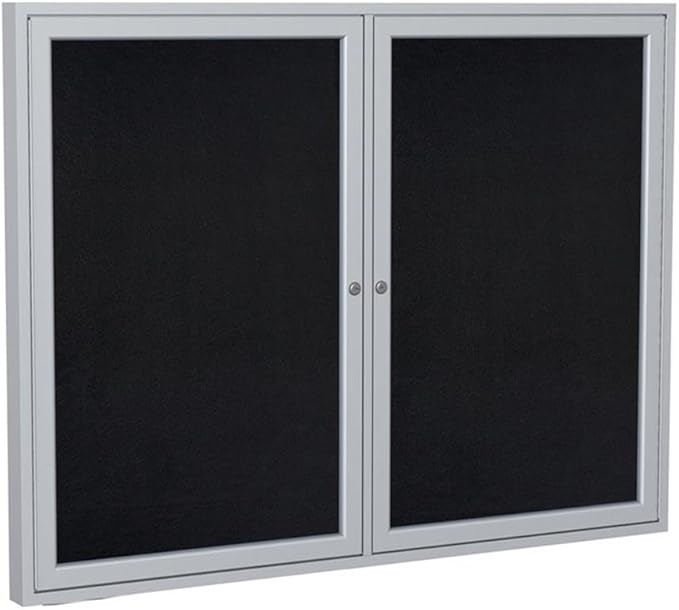 Ghent 48" x 60" 2-Door indoor Enclosed Recycled Rubber Bulletin Board, Shatter by Ghent