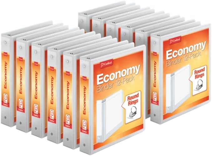 Cardinal Economy 3-Ring Binders, Round Rings, Holds 350 Sheets, Carton of 12 by TOPSProducts