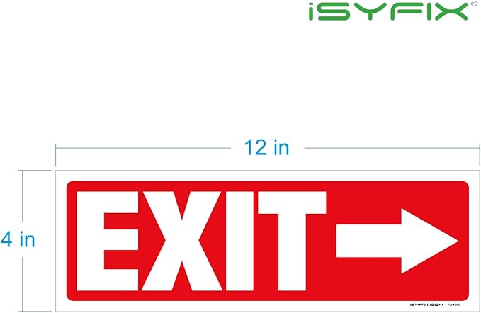 iSYFIX Exit Signs Stickers 6 Pack 12x4 Inch - Image 8