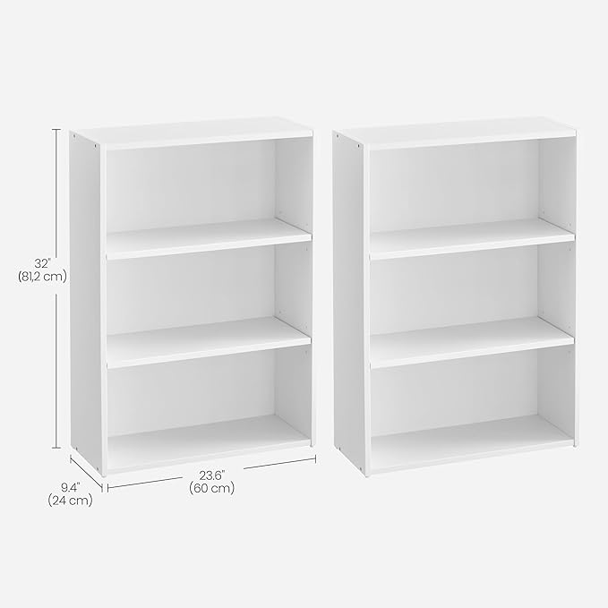 VASAGLE Set of 2 Bookshelves, 23.6 Inches Wide, 3-Tier Open Bookcases - Image 3