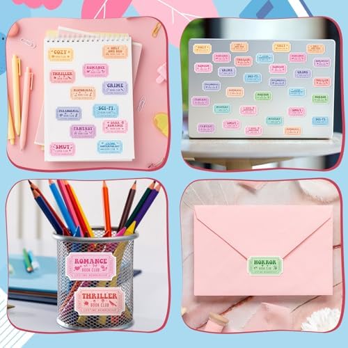 2 Rolls Vinyl Ticket Design Self Adhesive Library Decals Sticker | Waterproof Book Ticket for Laptop Water Bottle Journal Scrapbook Reading Log Reward Chart Classroom Bulletin Board Gift