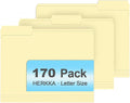 Manila Folders, HERKKA 170 Pack 1/3 Cut Tab File Folders, Manila Folders 8.5 x by HERKKA