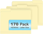 Manila Folders, HERKKA 170 Pack 1/3 Cut Tab File Folders, Manila Folders 8.5 x by HERKKA