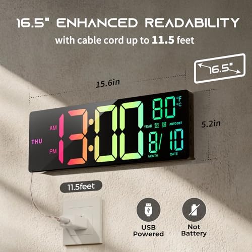 easyera 16.5" large digital wall clock with bt, package contents