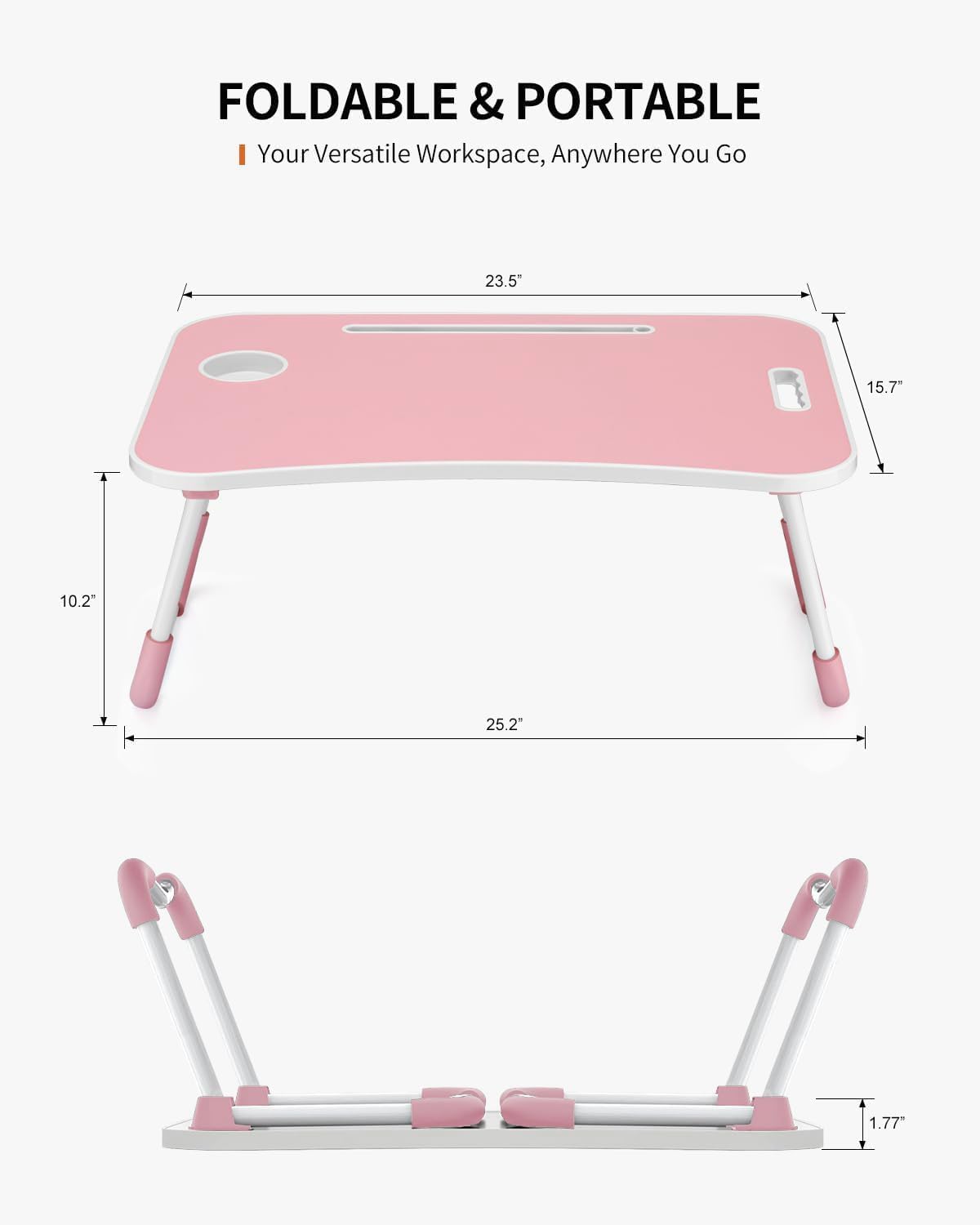 FISYOD Foldable Laptop Table, Portable Lap Desk Bed Table Tray, Laptop Stand ...