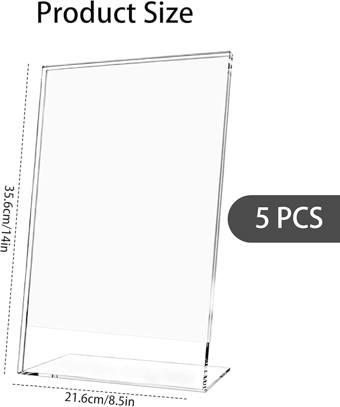 PEDOBALI 5 Pcs 8. 5" x 14" Sign Holders Acrylic Document Holder Graphic Poster - Image 2