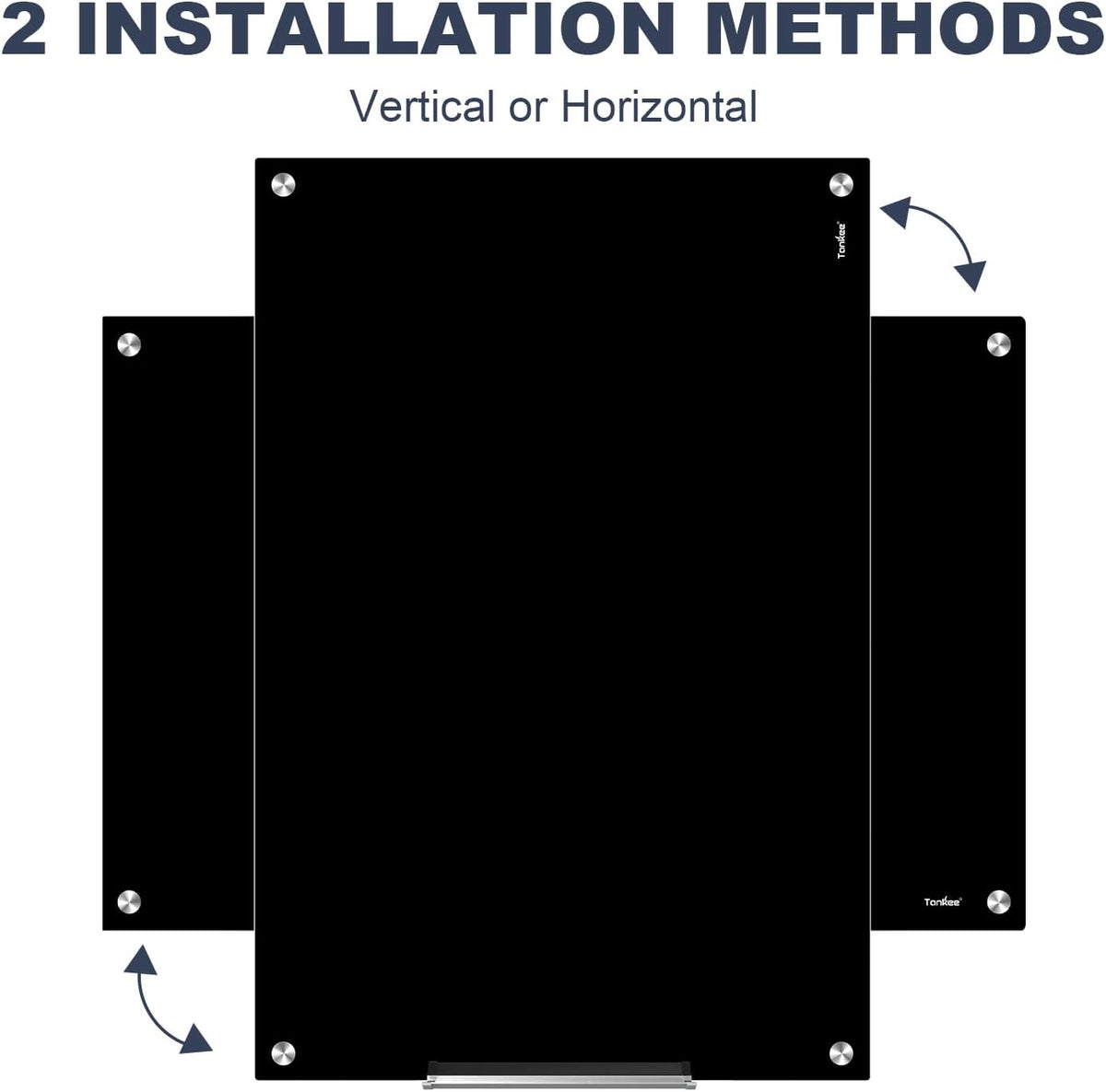 Glass Whiteboard 36x24 Black Magnetic White Board Dry Erase Board for Wall