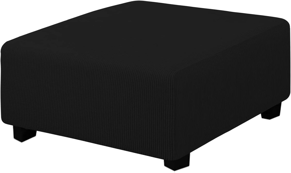 Easy-Going Stretch Square Ottoman Cover 40x40x15 inch Black