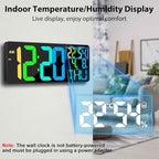 18" large rgb digital wall clock 11 color, side view