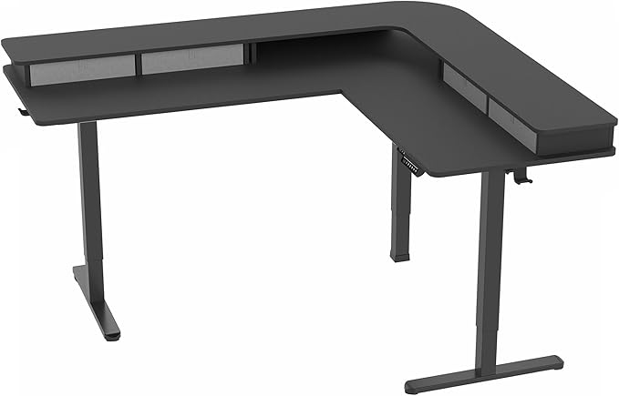 VIVO Electric Mobile Corner 75 x 63 inch 2 Tier Stand Up L-Shaped Desk - Image 9