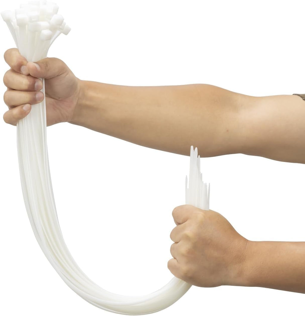 XINGO 24 Inch White Large Zip Ties Heavy Duty 500 Pack, 200 LBS Ultra Strong