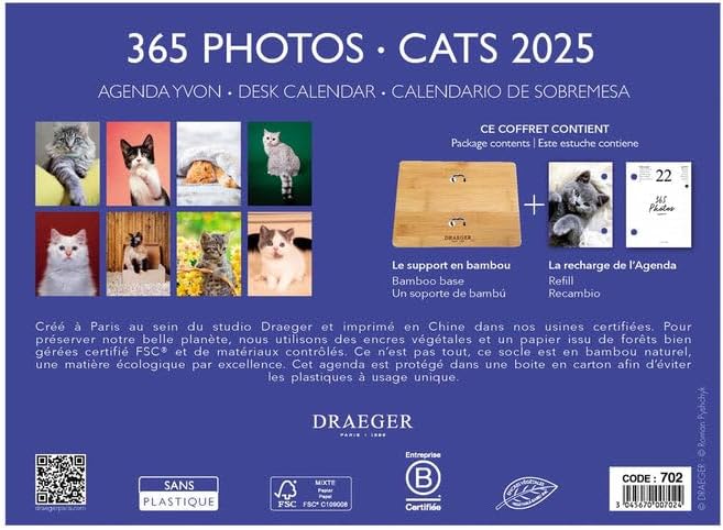 DRAEGER PARIS - Yvon 2025 Ephemeris Diary Box - 7 Languages - 365 Sheets and ...